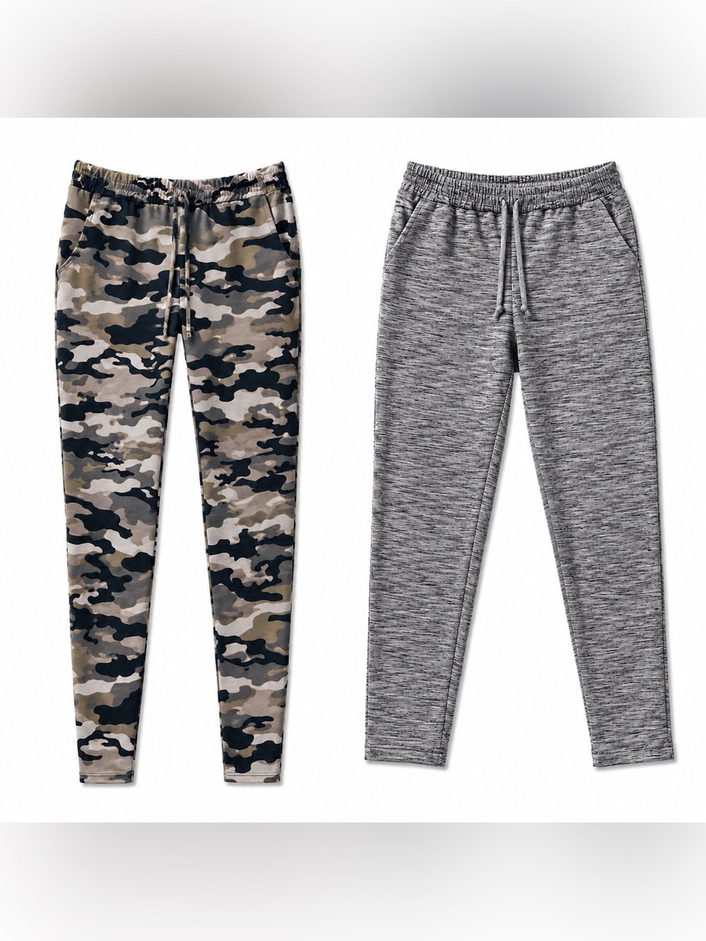 Camo Jogger Sweatpants Gray Green Camouflage Drawstring Lounge Pants